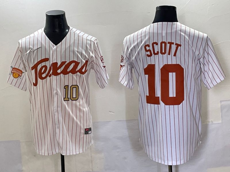 Men Texas Longhorns #10 Scott White stripe Nike joint Name NCAA 2025 Jersey style 7->ncaa teams->NCAA Jersey